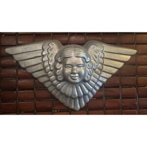 Vintage Winged Angel Cherub Plaster 3D Wall Art 15"x7.5"x3"